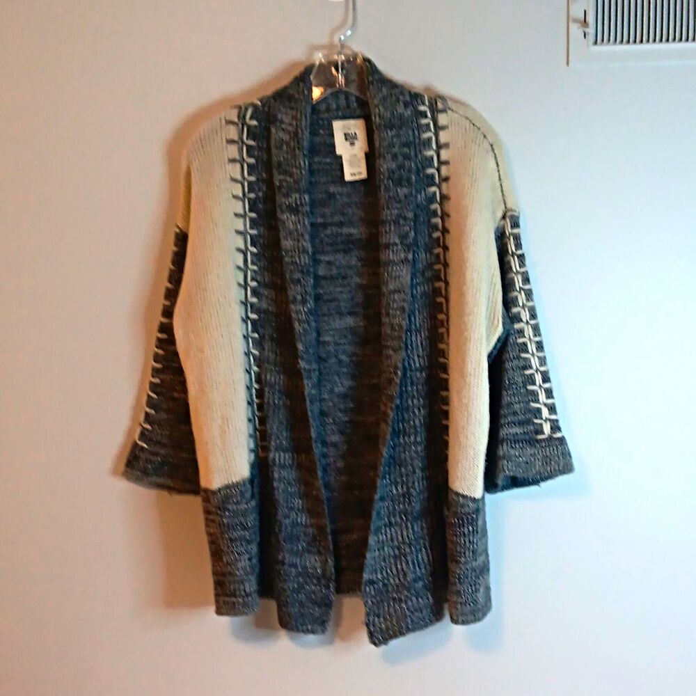 Billabong By Your Side Cardigan Sweater Open Front Sz XS 3/4 Sleeve Gray